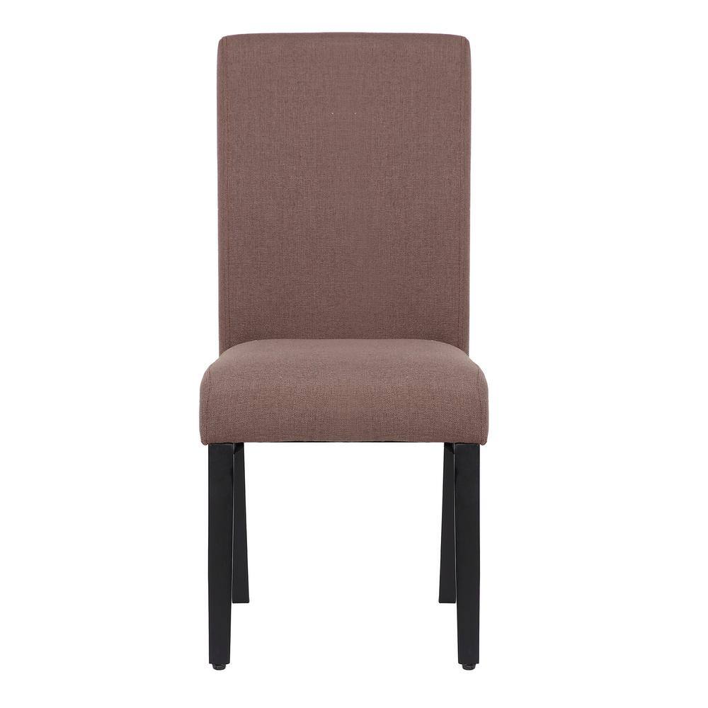 Brown Upholstered Linen Parsons Dining Side Chair Set