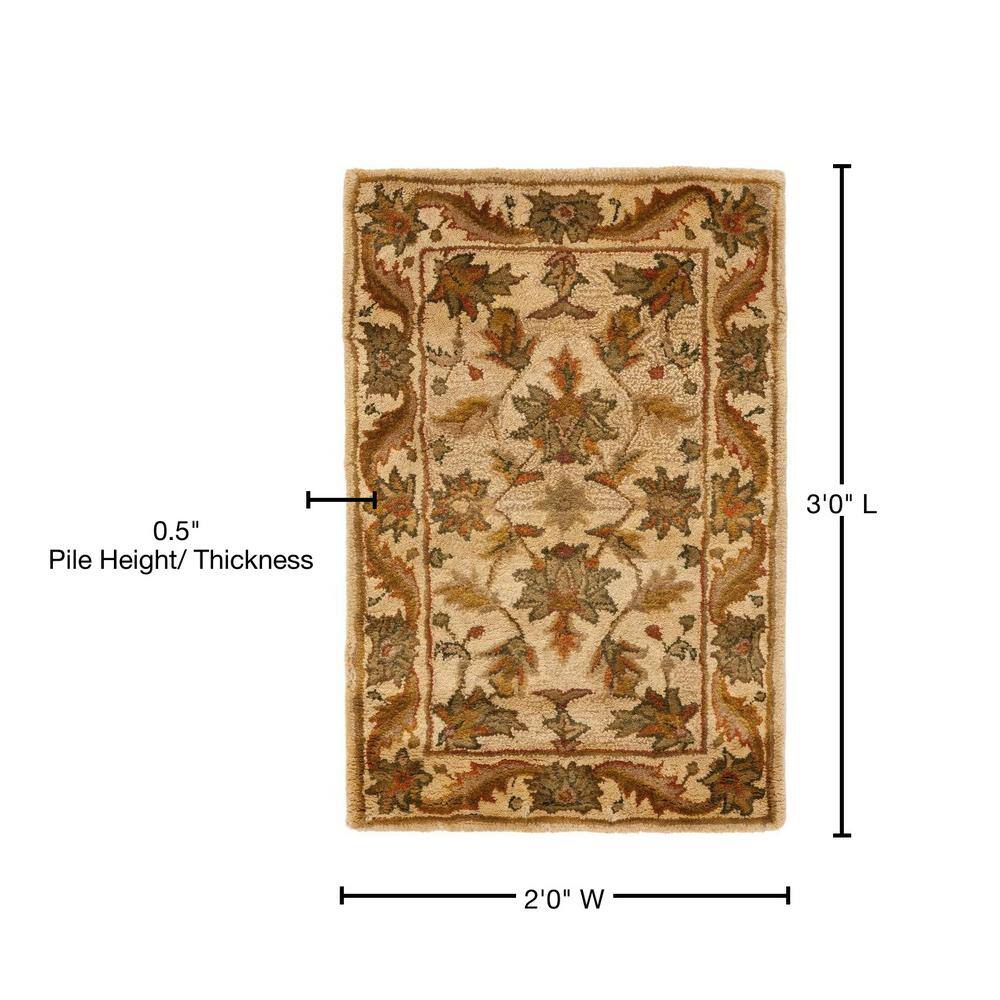 Gold and Beige Hand-Tufted Wool Floral Area Rug 2' x 3'