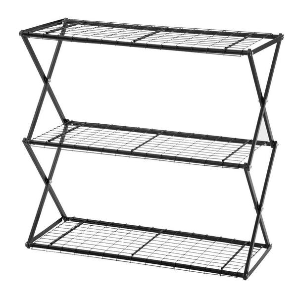 FlowerHouse Exy 3-Tier Powder Coated Steel Tube Shelving in Black