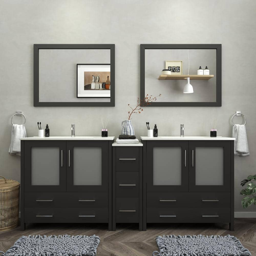 Vanity Art Brescia 84 in. W x 18 in. D x 36 in. H Bath Vanity in ...