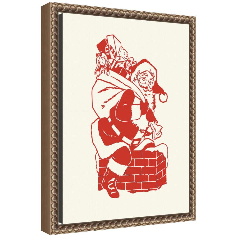 Sylvie "Vintage Santa 5x7" by Megan Ryan Framed Canvas Art Print 13 in. x 10 in.