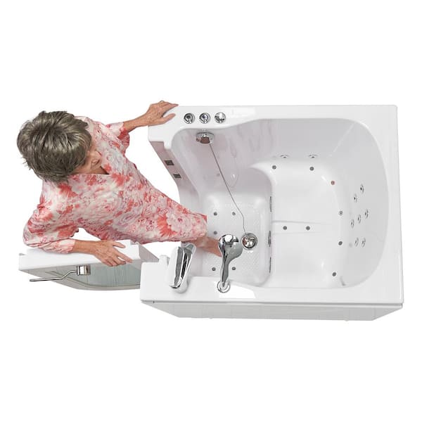 Front Entry 32 in. x 40 in. Walk-In Whirlpool & Air Bath Bathtub in White, Outward Door, Heated Seat, Fast Fill & Drain