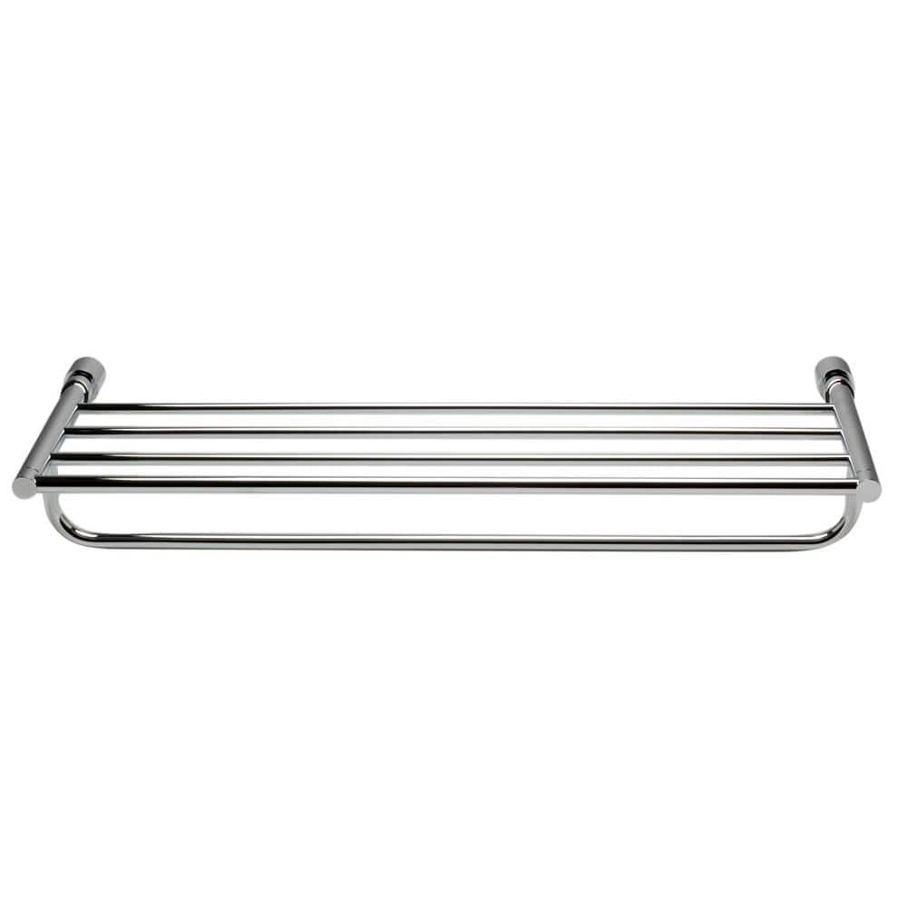 Polished Chrome Wall Mounted Towel Rack with Shelf