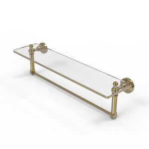 Waverly Place Collection 22 in. Glass Vanity Shelf with Integrated Towel Bar in Unlacquered Brass