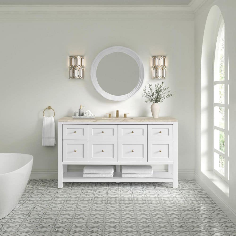 Breckenridge 60.0 in. Single Bath Vanity in Bright White with Tajnar Engineered Composite Top price history on PriceWatchPro