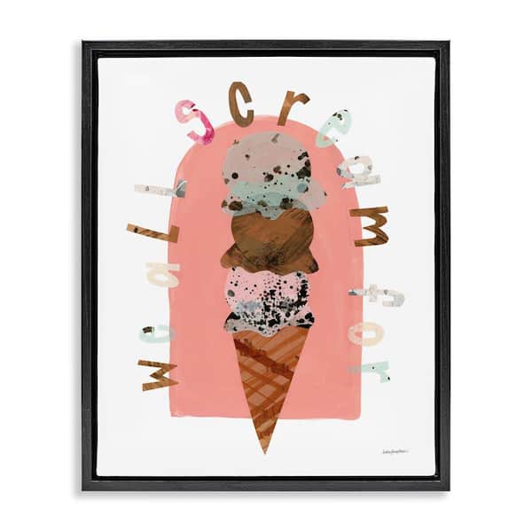 Stupell Industries All Scream For Ice Cream by Haley Knighten Black Floater Frame Food Graphic Art Print 21 in. x 17 in.