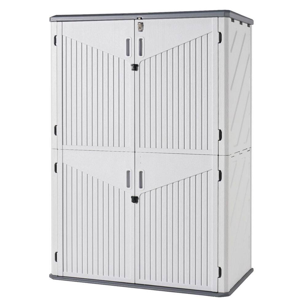 4.4 ft. W x 2.5 ft. D Vertical Resin Storage Shed with Floor Outdoor Cabinet with 2-Piece Shelves Grey (9.5 sq. ft. ) price history on PriceWatchPro