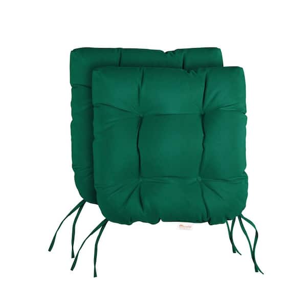 SORRA HOME Sunbrella Canvas Forest Green U-Shaped Tufted Indoor/Outdoor Seat Cushions (Set of 2)