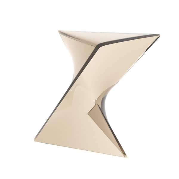 Randolph 15.75 in. Modern Triangle Accent End Table Lightweight Side Vanity Table in Transparent Amber