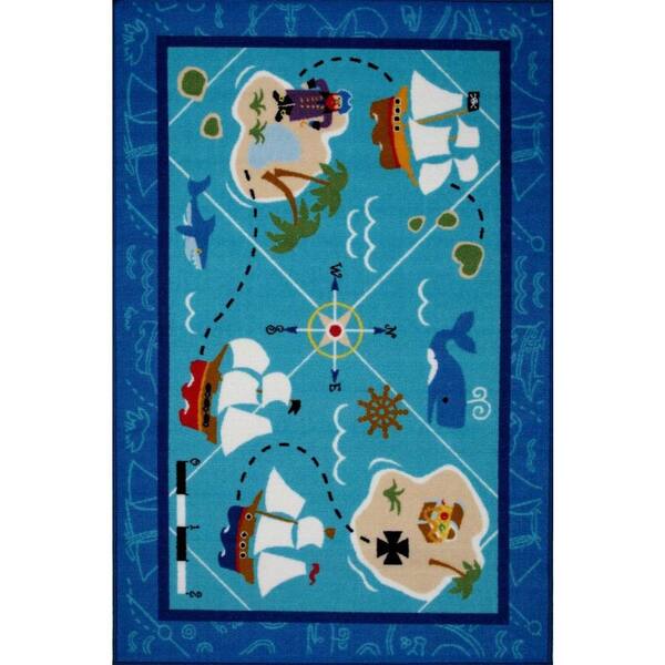 LA Rug Olive Kids Pirates! Multi Colored 39 in. x 58 in. Area Rug