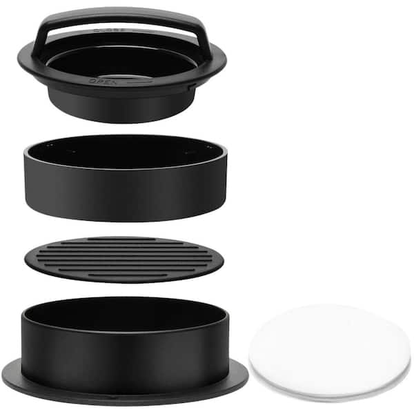 3 in 1 Burger Press with 100 Pieces Hamburger Paper for Kitchen, BBQ, Non-Stick Sliders, Beef Hamburger, Black (1-Pack)