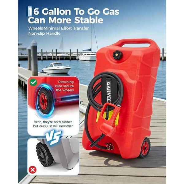 Garvee 16 Gal. Portable Fuel Tank Container with Manual Transfer