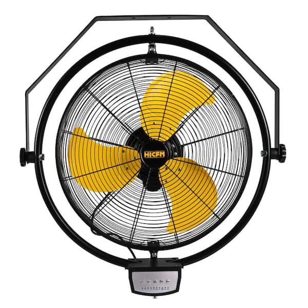 20 in. 3-Speeds Wall Fan in Yellow with Powerful 1/5 HP Motor, Manual and Remote Control, Timer Setting, Low Noise