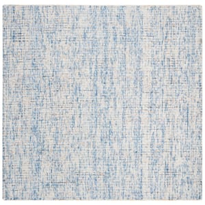 Abstract Dark Blue/Rust 8 ft. x 8 ft. Speckled Square Area Rug