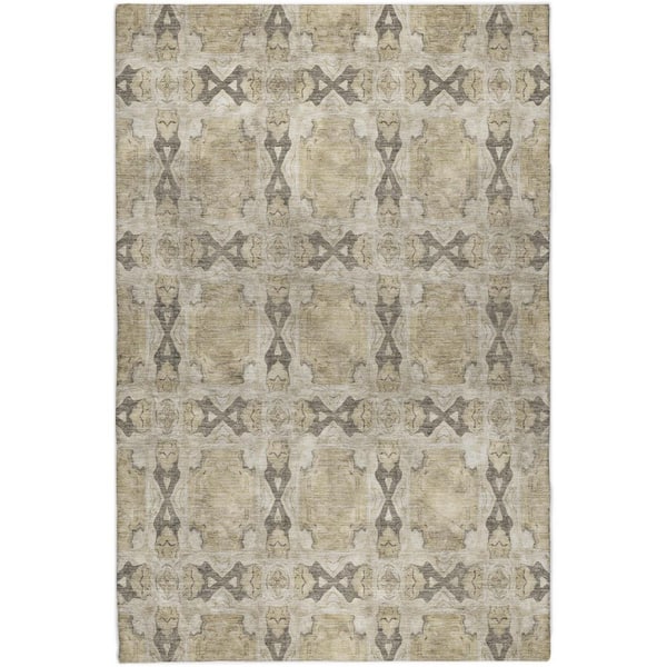 Dream Shag Premium Machine Washable Abstract ADS564 Beige 8 ft. x 10 ft. Area Rug