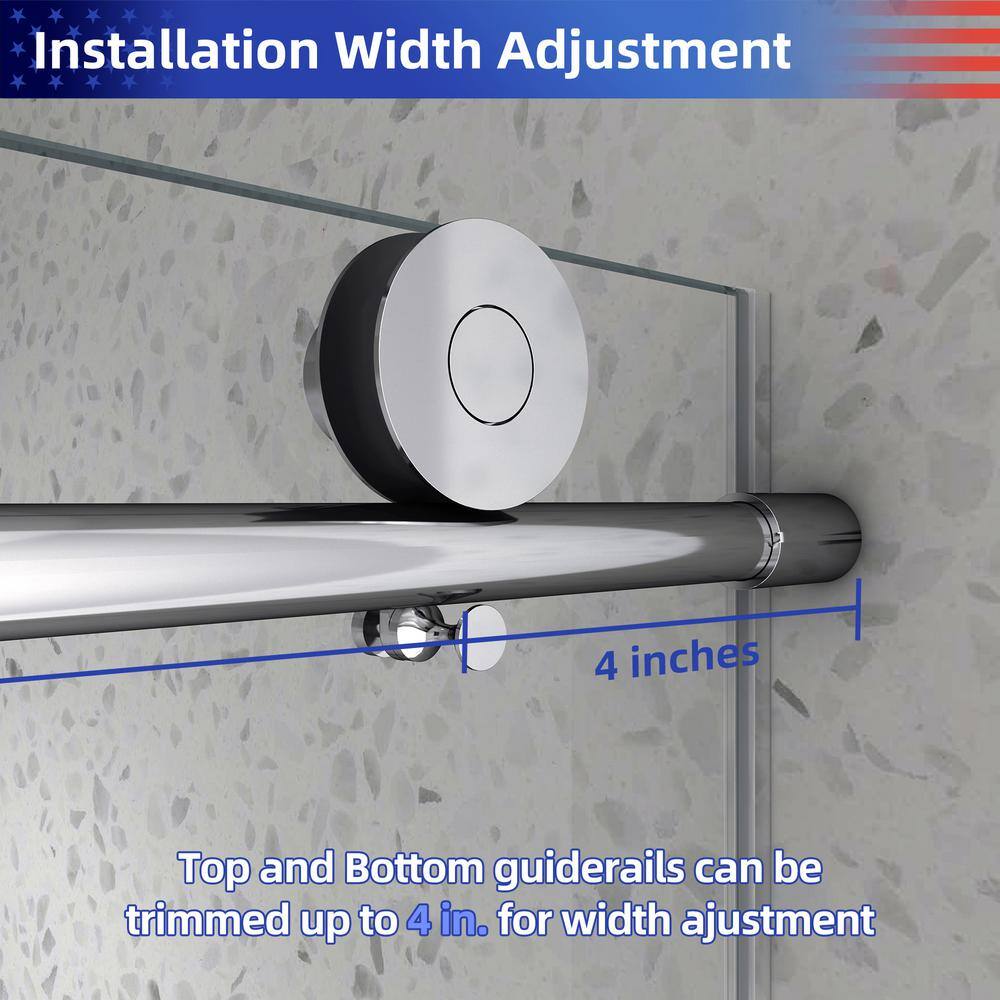 60 in. Frameless Sliding Shower Door with Clear Glass and Chrome Finish