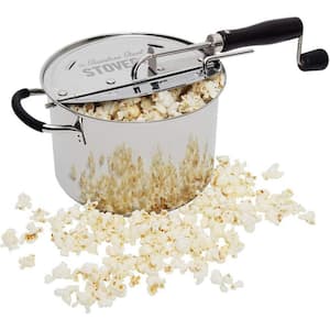 6 qt. Stainless Steel Induction Stovetop Popcorn Popper with Gearless Hand Crank