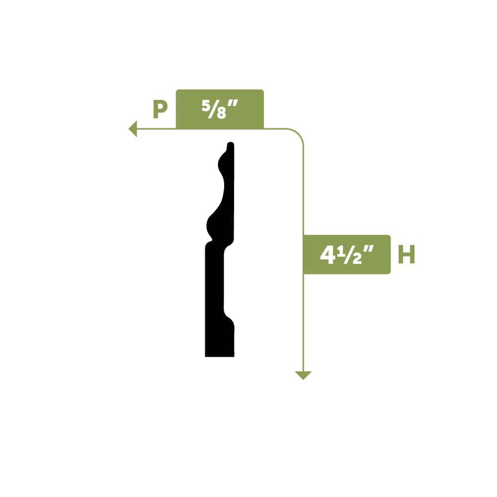 Architectural Primed Polyurethane 4.5"H Baseboard Moulding