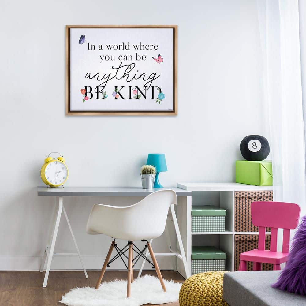 Floral & Butterflies Be Kind by Gigi Louise Brown Floater Frame Typography Graphic Art Print 25 in. x 31 in. price history on PriceWatchPro