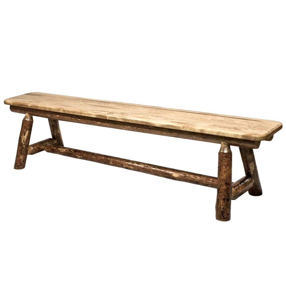 Rustic Glacier Country Solid Wood 6' Plank Bench