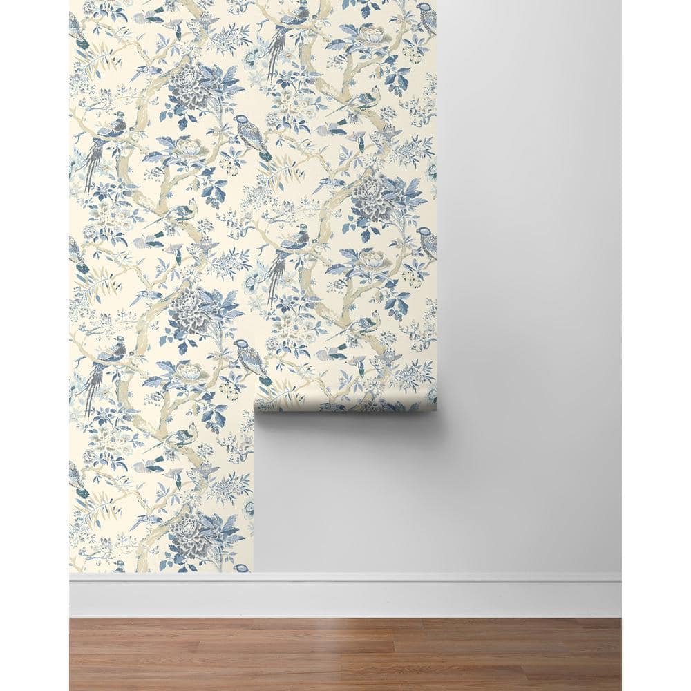 Menara Blue Floral Self-Adhesive Vinyl Wallpaper