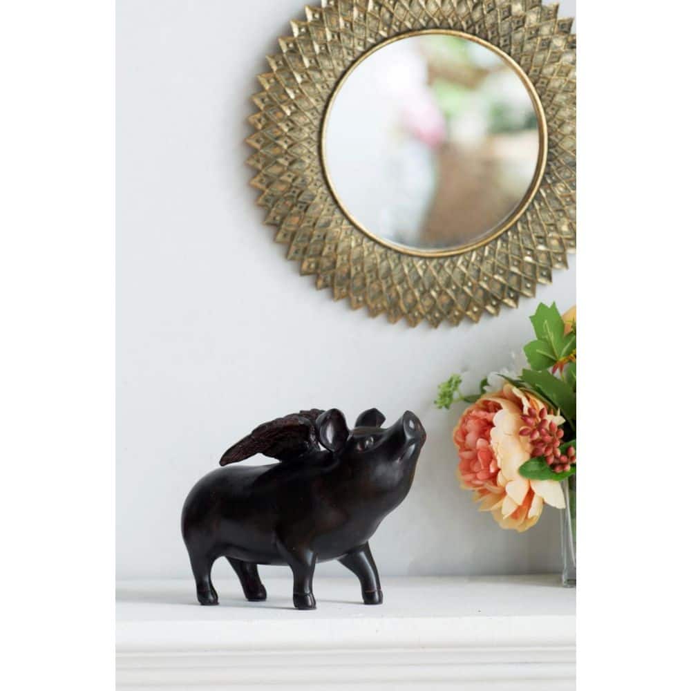 Antique Gold Diamond Pattern Round Wall Mirror 13"