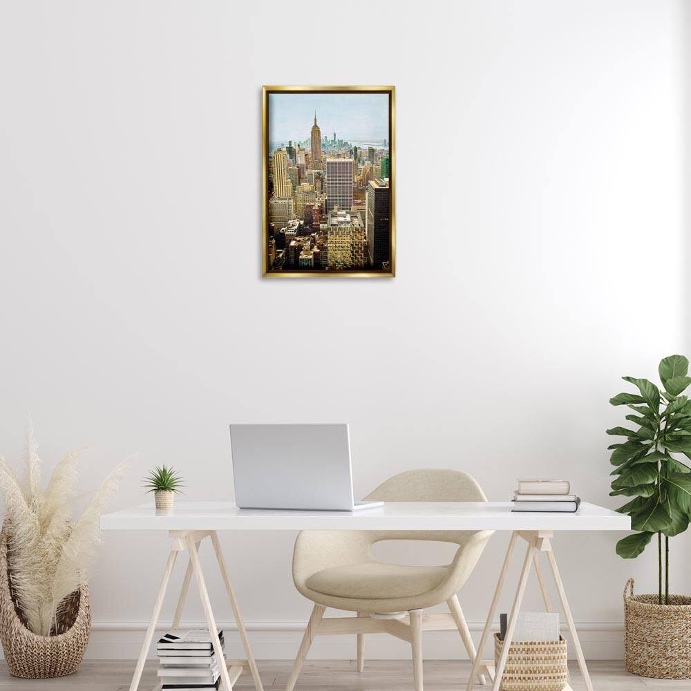 Overlooking Cityscape Buildings by 7 Trees Design Gold Floater Frame Abstract Graphic Art Print 25 in. x 17 in.