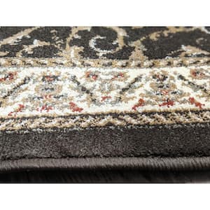 Como Brown 3 ft. x 5 ft. Traditional Floral Scroll Area Rug
