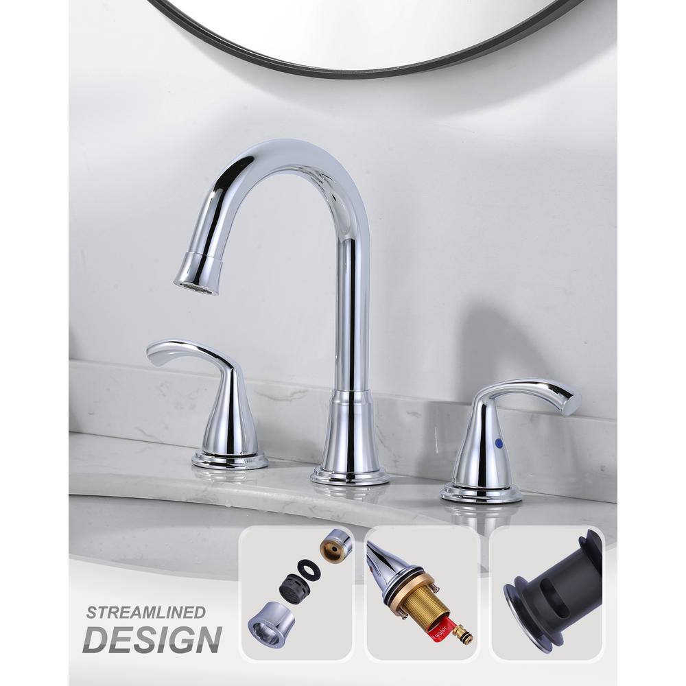 Polished Chrome 8 in. Widespread Double Handle Bathroom Faucet