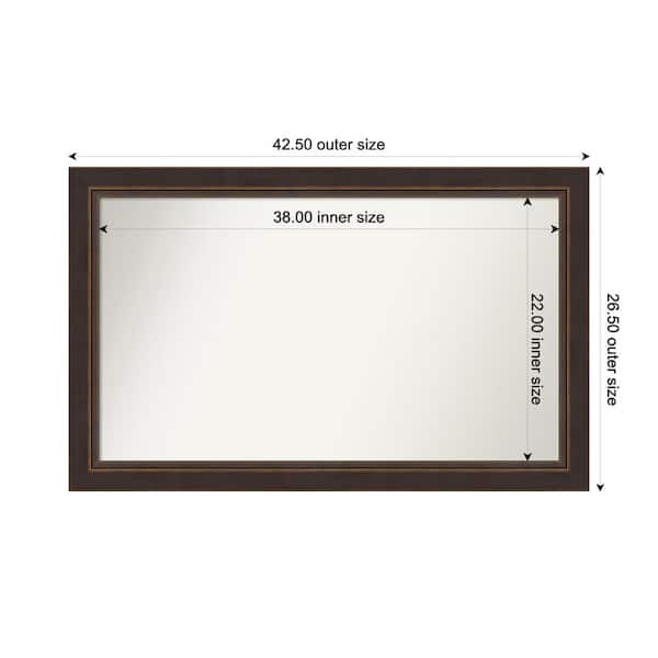 Amanti Art Lara Bronze 42.5 in. W x 26.5 in. H Custom Non-Beveled Wood Framed Bathroom Vanity Wall Mirror