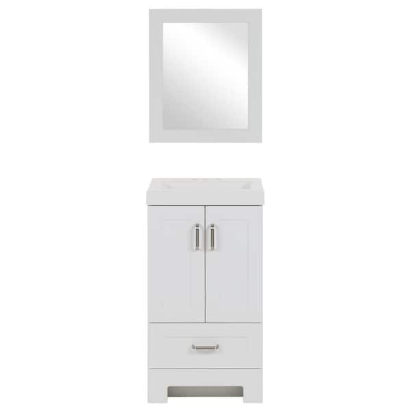Glacier Bay Portance 18.50 in. x 16.75 in. x 34.14 in. Single Sink Bath Vanity in White with White Cultured Marble Top and Mirror