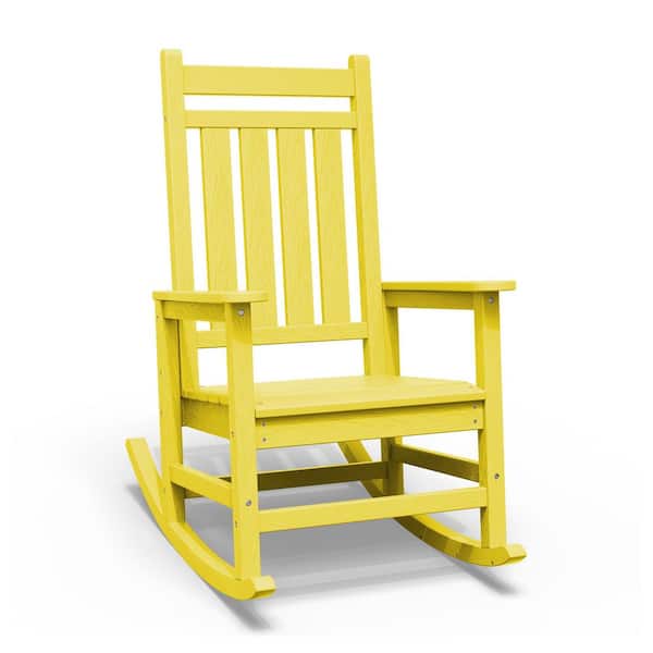 JEAREY HDPE Yellow Adirondack Rocking Chair (1-Pack)