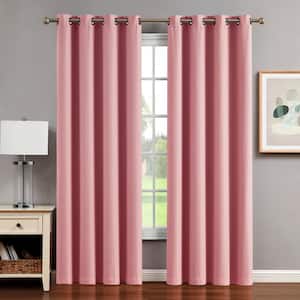 Chyna Coral Blackout Grommet Tiebacks Curtain 50 in. W x 108 in. L (2-Panels)