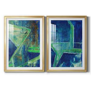 Geometric in Cool VII by Wexford Homes 2 Pieces Framed Abstract Paper Art Print 30.5 in. x 42.5 in. . .