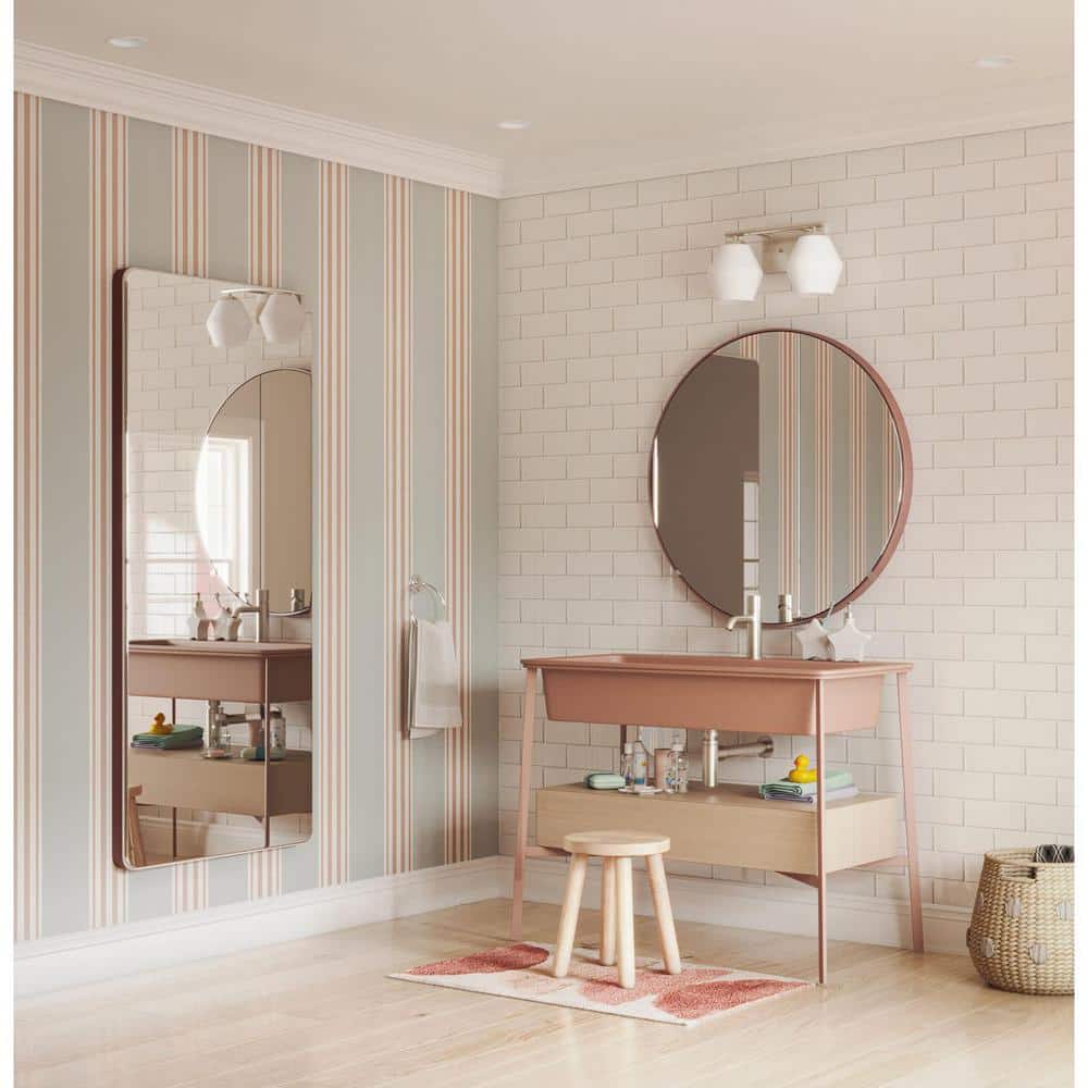 Copeland 2-Light Brushed Nickel Vanity Light with Opal Glass Shades