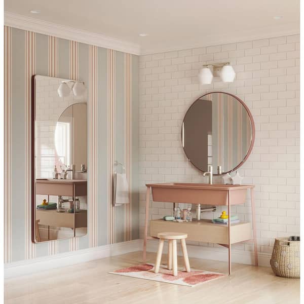 Copeland Collection 15 in. 2-Light Brushed Nickel Vanity Light with Etched Opal Glass Shades