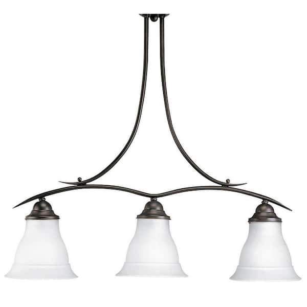 Progress Lighting Trinity Collection 3-Light Antique Bronze Etched Glass Traditional Chandelier Light