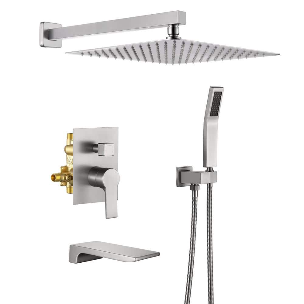 3-Spray Patterns with 1.8 GPM 12 in. Wall Mount Dual Shower Heads with 360-Degree Rotation in Brushed Nickel price history on PriceWatchPro