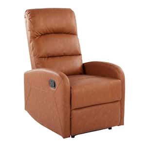 Dormi Camel Faux Leather Rocker Recliner with Tufted Cushions