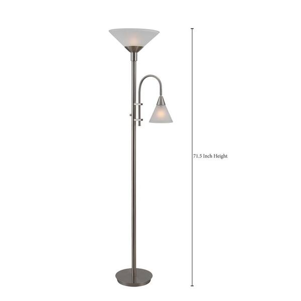 Brady 72 In Brushed Steel Torchiere With Reading Arm 32234bs The Home Depot Brady 72 In Brushed Steel Torchiere, Torchiere Contemporary Floor Lamp With Reader In Brushed Steel