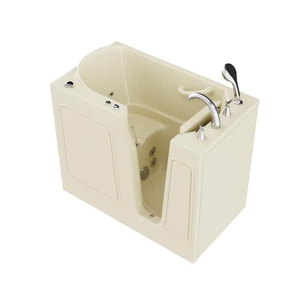 Universal Tubs HD Series 46 in. Right Drain Quick Fill Walk-In Whirlpool Bath Tub with Powered Fast Drain in Biscuit