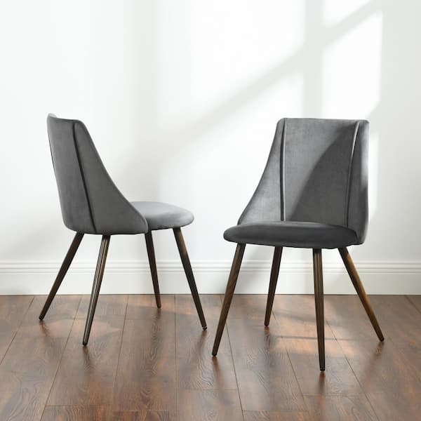 Homy Casa Upholstered Grey Side Dining Chair Modern Dining Chair (Set of 2)