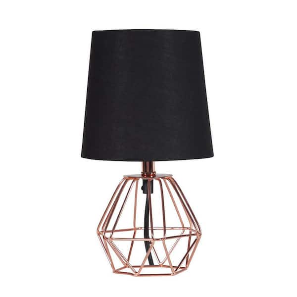 11.25 in. Copper Metal Table Lamp Wesley Geometric, Task & Reading, Copper