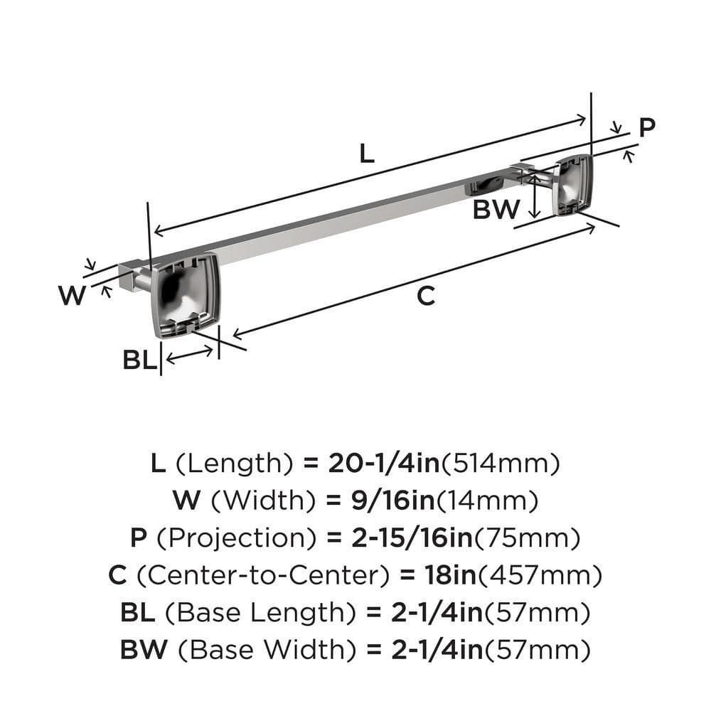 Stature Chrome 18-Inch Wall Mounted Towel Bar