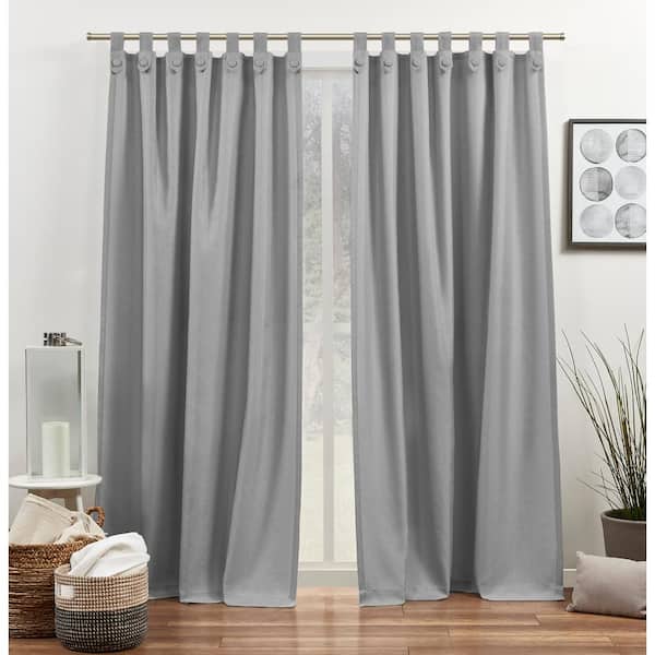 EXCLUSIVE HOME Loha Tuxedo Dove Grey Solid Light Filtering Tuxedo Tab Top Curtain, 54 in. W x 108 in. L (Set of 2)