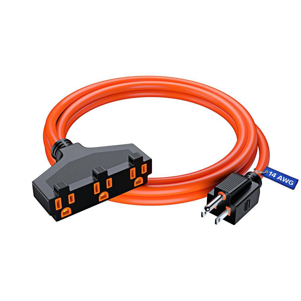 6 ft. 14 / 3 Medium / Heavy Duty Indoor T-Shaped Extension Cord 3-Outlet 15 Amps Orange price history on PriceWatchPro