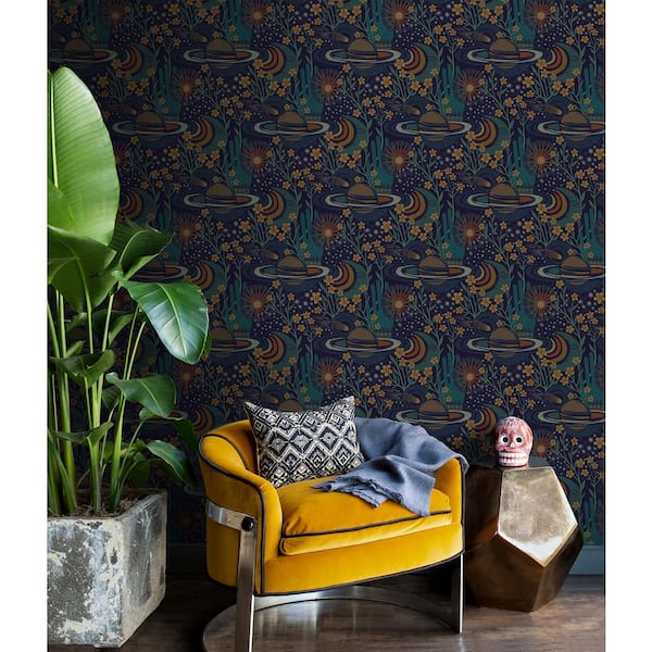 Navy Ethereal Cosmos Vinyl Matte Peel and Stick Wallpaper Roll