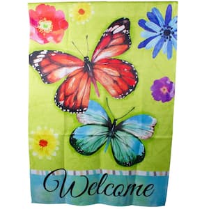 40 in. H x 28 in. W x 0.1 in. L Welcome Butterflies Green Outdoor House Flag