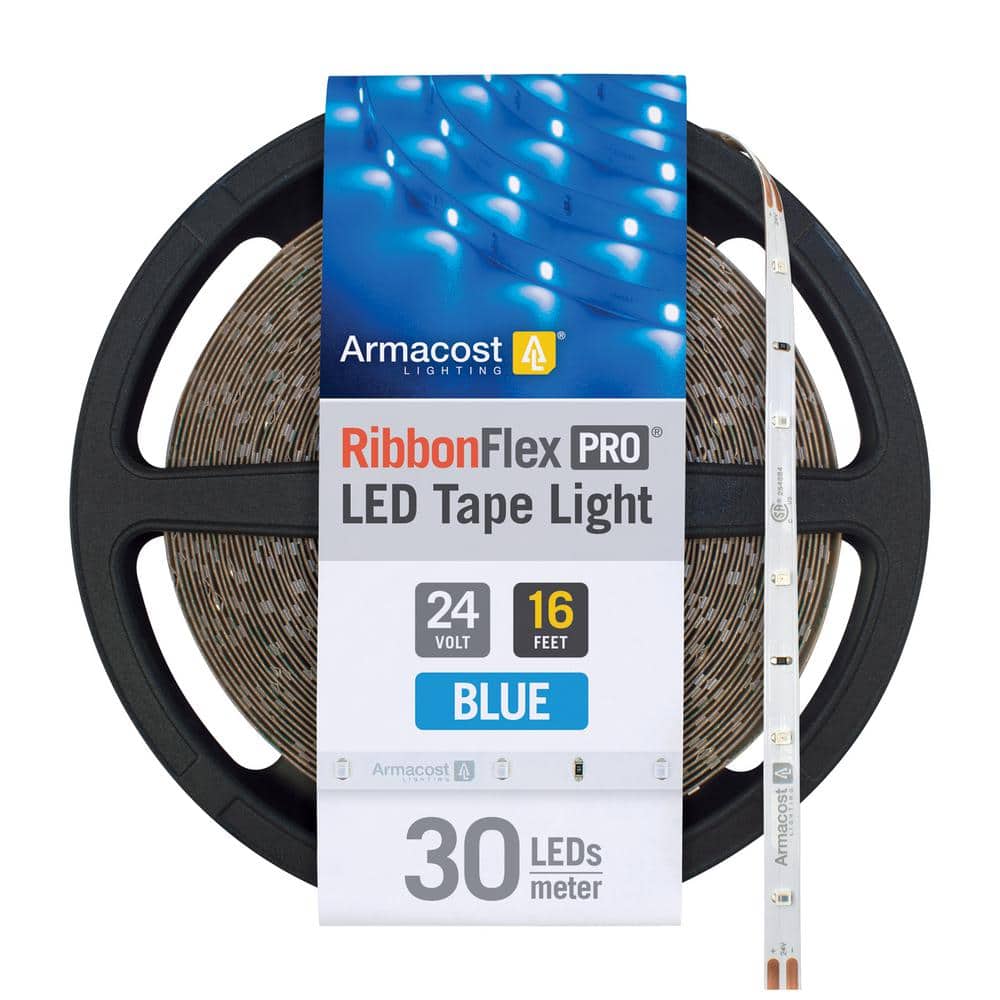 films bagage Onbekwaamheid Armacost Lighting RibbonFlex Pro 24-Volt Blue LED Strip Light Tape 30 LED/m  16 ft. (5m) 633232 - The Home Depot