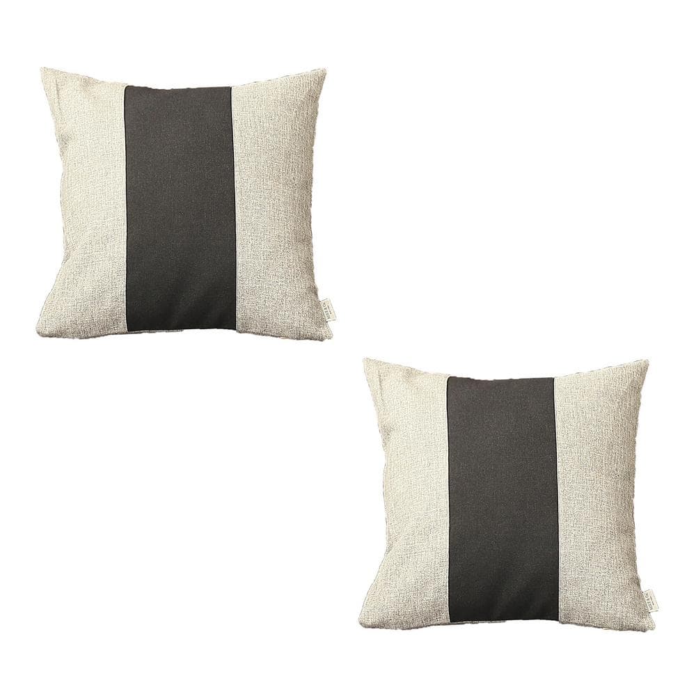Gray and Black Polyester Euro Square Pillow Covers Set